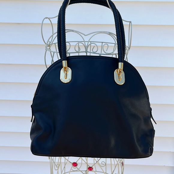 Cole Haan Handbags - Cole haan black leather tote with braided straps and gold hardware